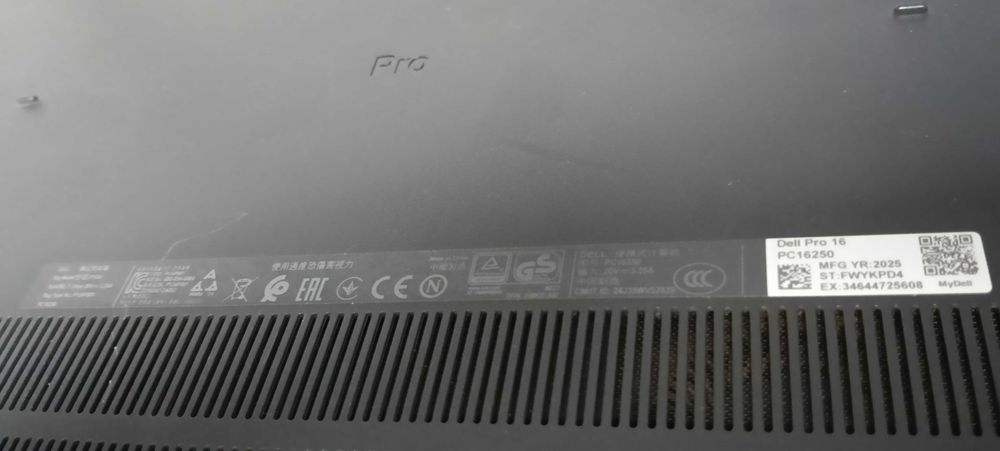 Laptop Dell Pro 16 PC16250 16GB/512GB SSD