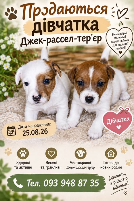 Продам  солоденьких  малюків Джек Рассела!