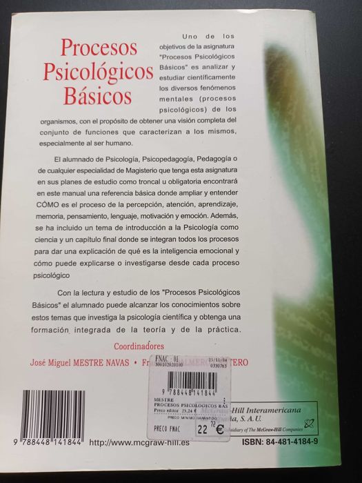 "Procesos Psicológicos Básicos" por José Navas e Francesc Cantero