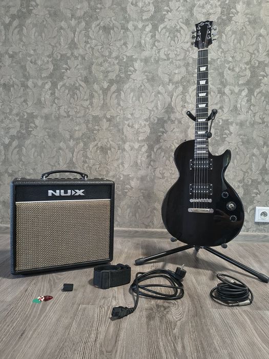 Zestaw Gitara Elektryczna, Wzmacniacz + Dodatki