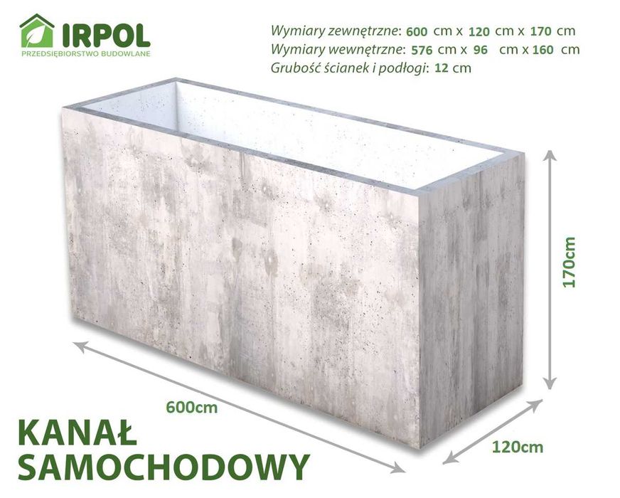 Kanał Warsztatowy, Samochodowy  6m i inne Kanały  do Garażu PRODUCENT