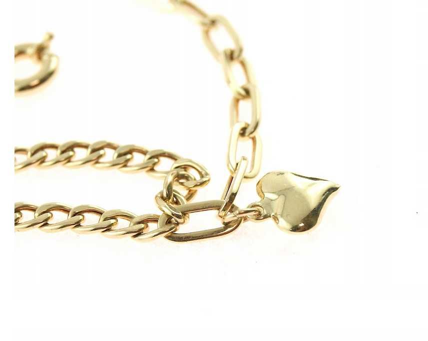 Elegancka złota bransoletka SERCE ZŁOTO p.585 18,5cm