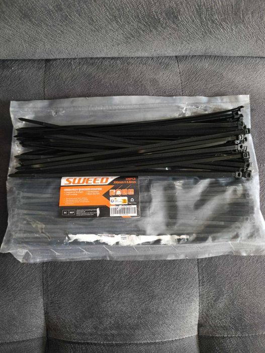 Opaski zaciskowe kablowe trytytki 300 x 4,8mm 100szt czarne