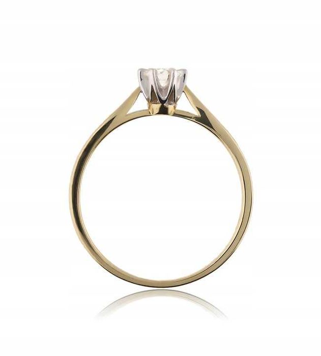 Złoty Pierścionek pr.585 14k brylant 0.15ct RS0336