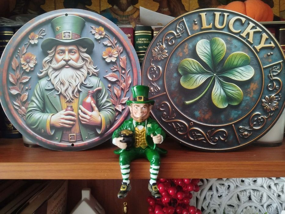 Estatueta Duende Irish celta da Sorte em Resina Irish