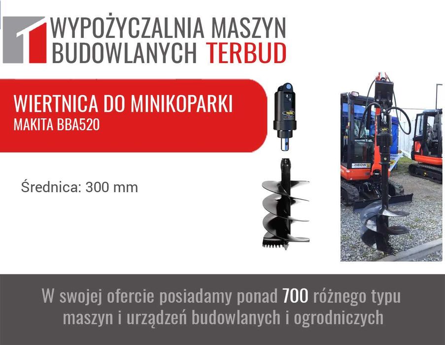 Wiertnica do minikoparki. Wypożyczalnia. Śląsk