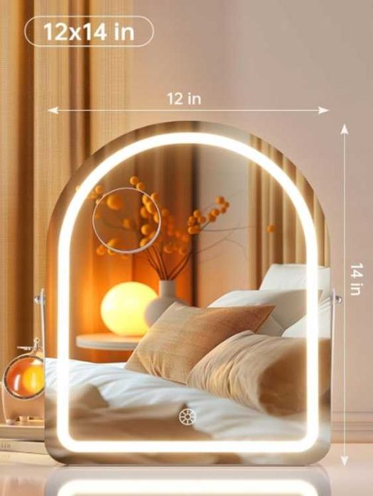 Lustro kosmetyczne LED 12 x 14 cali 3 tryby sterowanie dotykowe