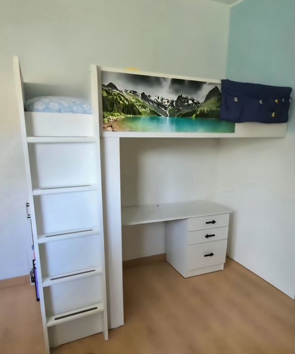 Cama alta Småstad IKEA com colchão