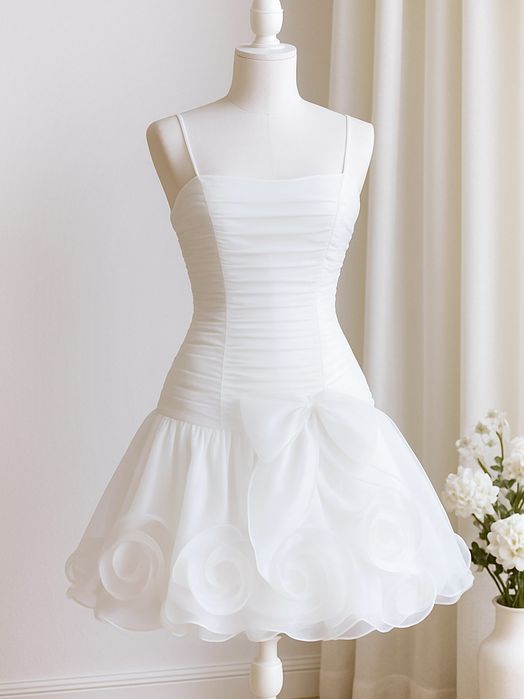 Biała drapowana rozkloszowana suknia ślubna vintage Hoffmann 36 S