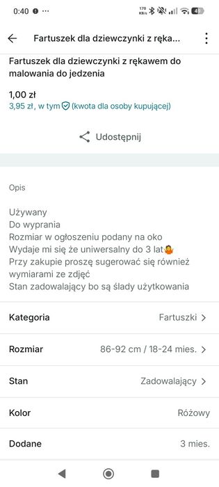 Fartuszek dla dziewczynki