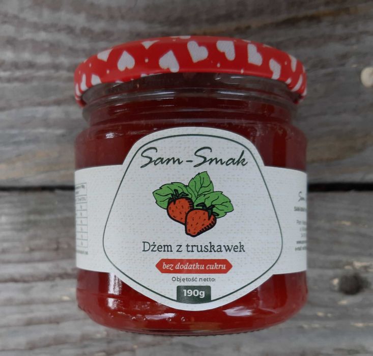 Dżem z truskawek BEZ DODATKU CUKRU, domowy, 190 g