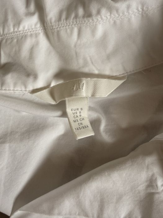Koszula długa sukienka bawełniana biała H&M
