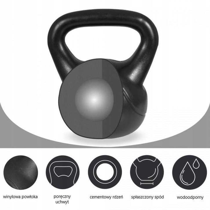 Kettlebelle Gorilla Sports 20 kg Kettlebell winylowy 20 kg czarny NrC7