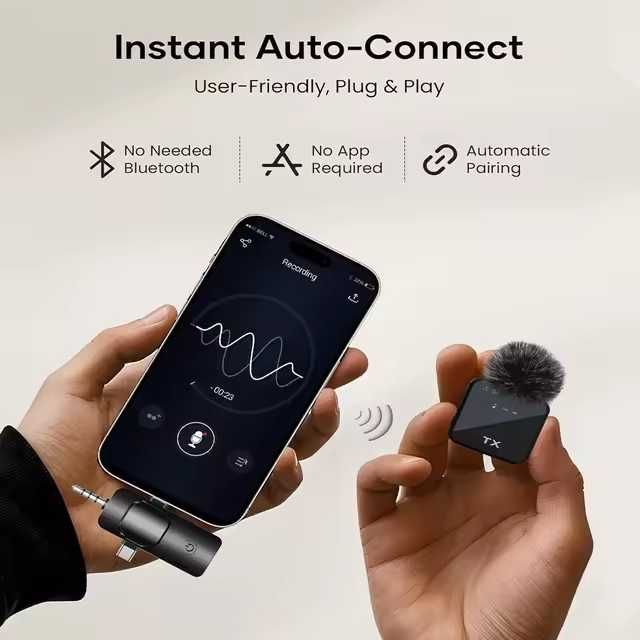 Бездротовий петличні мікрофони для смартфона та камери