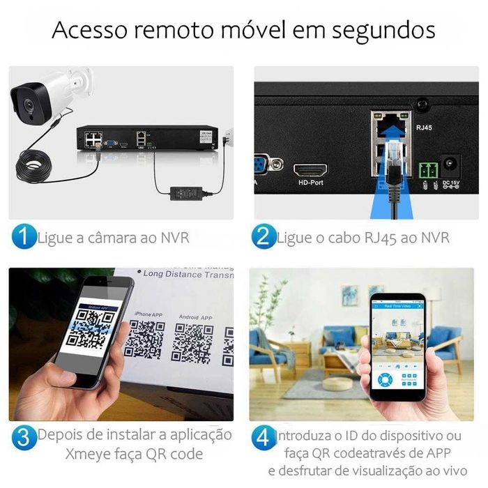 Sistema CCTV ‼️ 6 Câmaras PoE ‼️ 5MP ‼️ Reconhecimento Facial