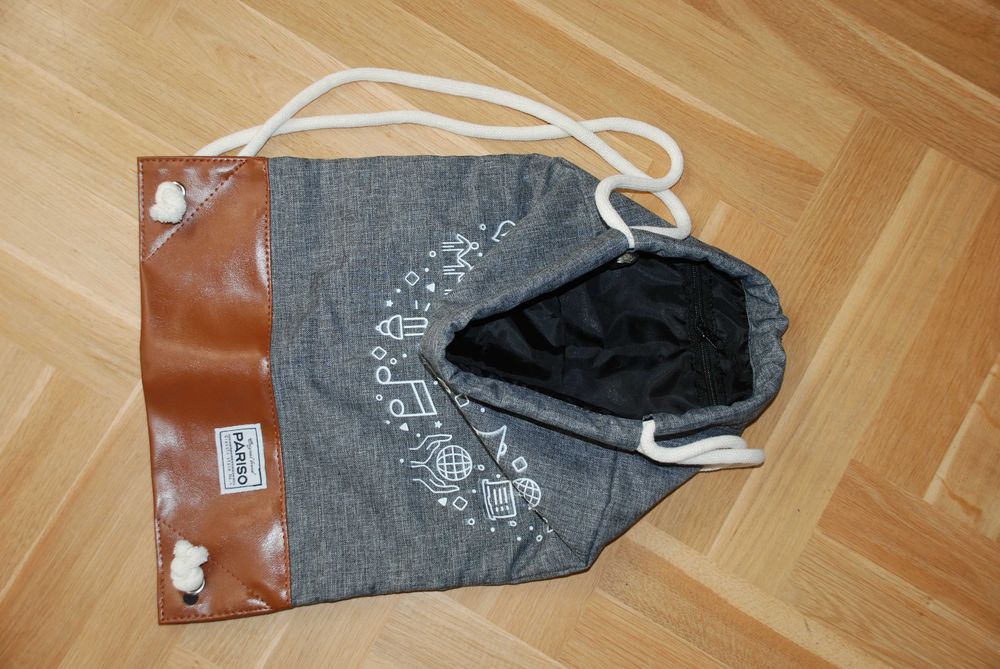 Szaro-brązowa torba-worek