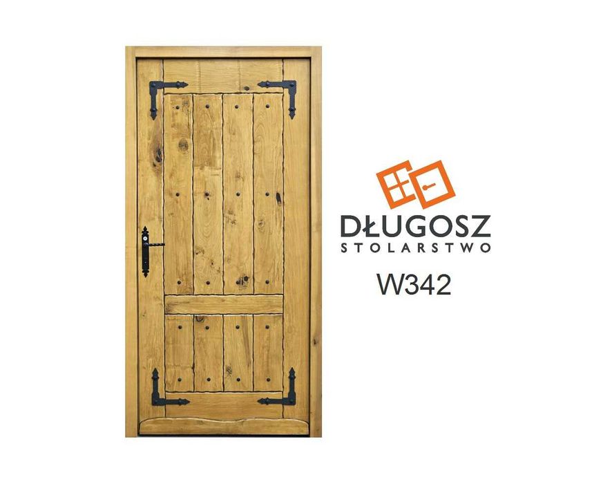 Drzwi DŁUGOSZ drewniane zewnętrzne dechy góralskie retro lewe GOTOWE