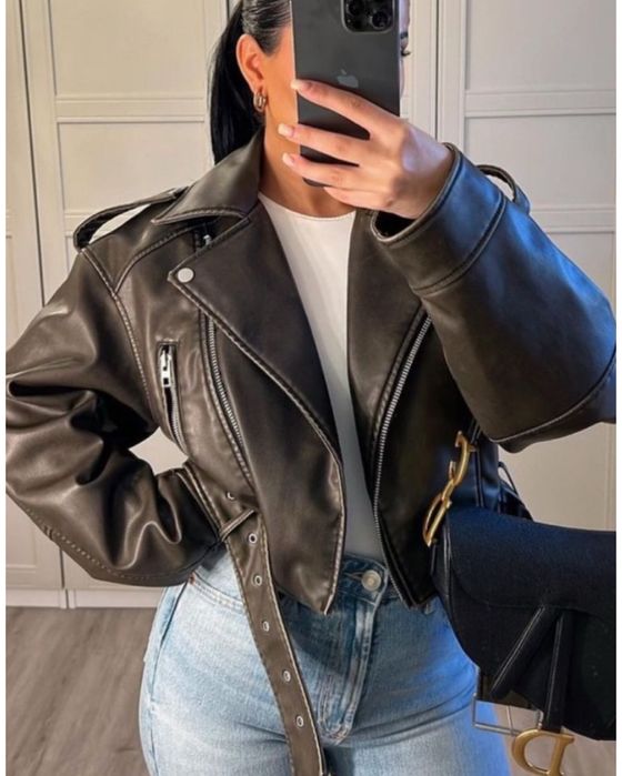 Шкіряна куртка косуха zara вінтаж