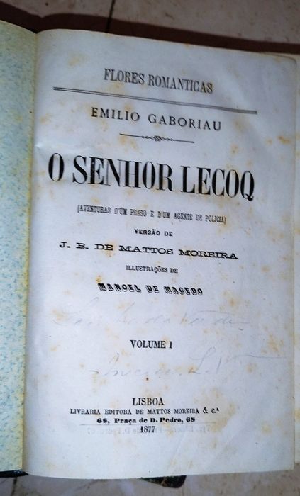 GABORIAU. (Emilio) O SENHOR LECOQ, 1877
(Aventurasd’um preso e d’um ag