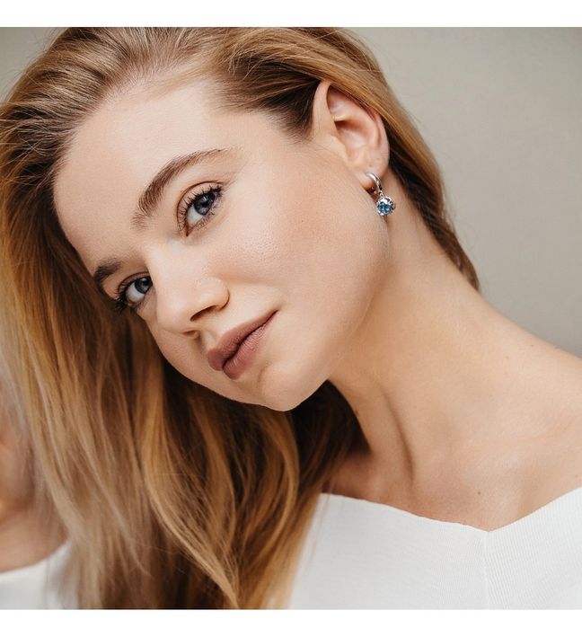 Сережки зі срібла з блакитним топазом (з оригінальною упаковкою)