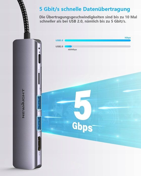 Adapter  HD stacja dokująca 7 w 1 USB C 100W HUB