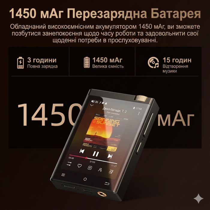 Оригінальний Аудіоплеєр OilSky M308 з підтримкою LDAC DSD512 ESS ES9018Q2M MAX97720 80GB