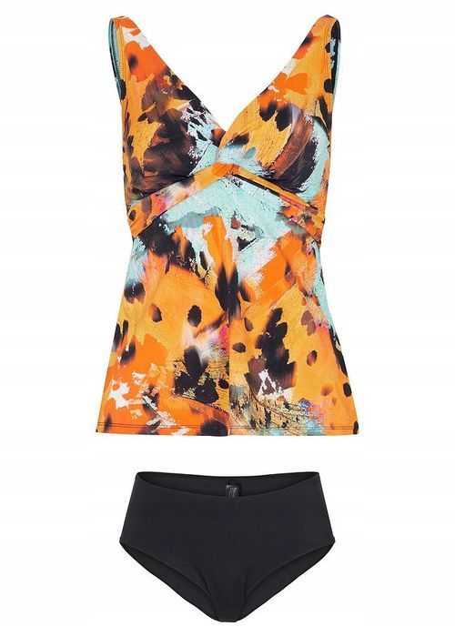 B.P.C tankini kolorowe we wzory i czarne figi maxi 48.