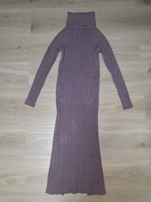 в'язане плаття тепле вязаное платье миди лаванда вязане сукенка теплое