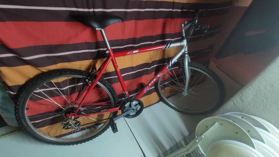 Bicicleta simples de tamanho intermedio, pneus vazios.