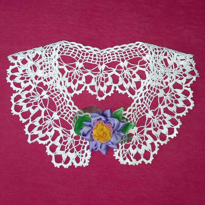 Детский вязаный ажурный воротничок на школьную блузку, 44 см