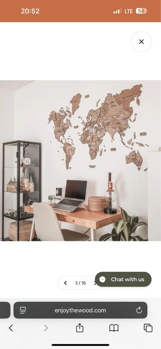 3Д карта світу деревʼяна ( 3d world map) XL