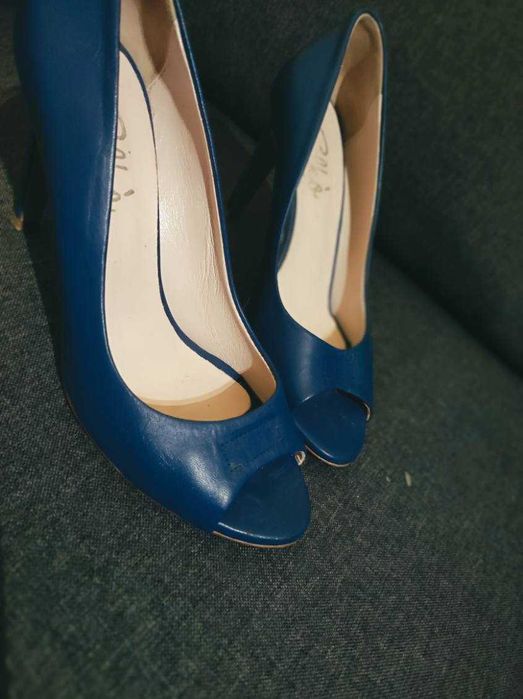 Buty Damskie na Obcasie Granatowe