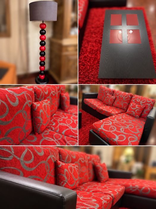 Conjunto sofá+ mesa+ candeeiro+tapete