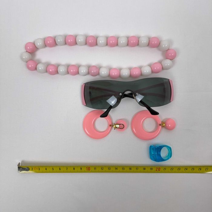 Conjunto de Acessórios Y2K Óculos de Sol Rosa