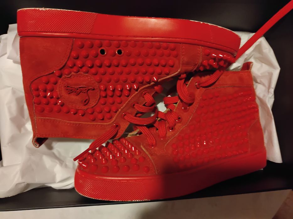 Christian Louboutin  Lou Spike High Top Sneakers  czerwone 38