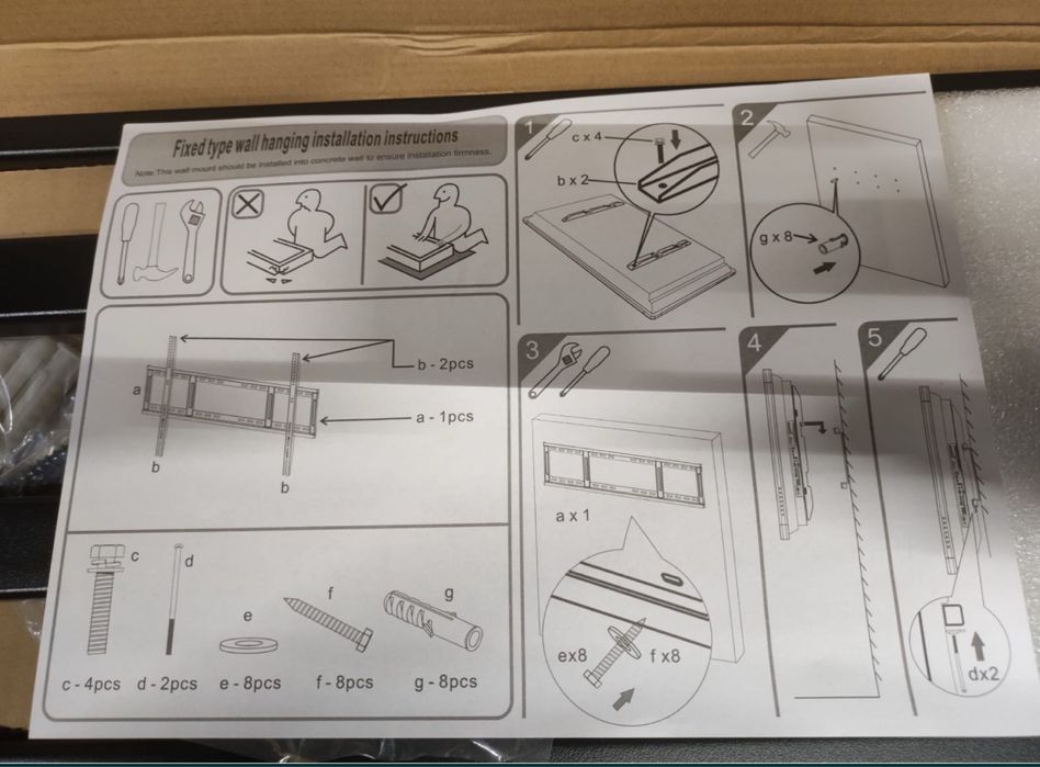 55" -86" Uchwyt do telewizora wieszak na telewizor czarny 55cali do 86