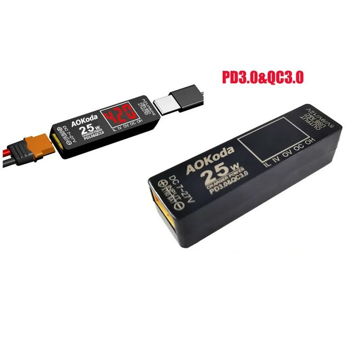 Універсальний блок живлення AOKoda XT60 → USB 25 Вт
