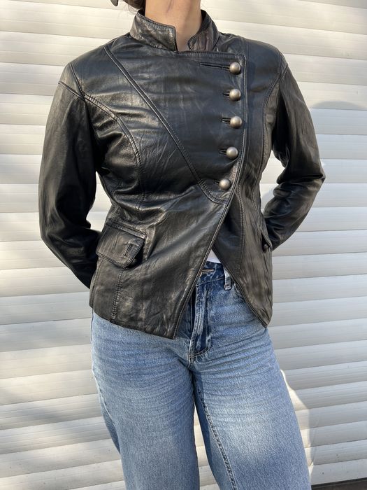 Vintage kurtka asymetryczna 00s skórzana 00s asymmetrical jacket