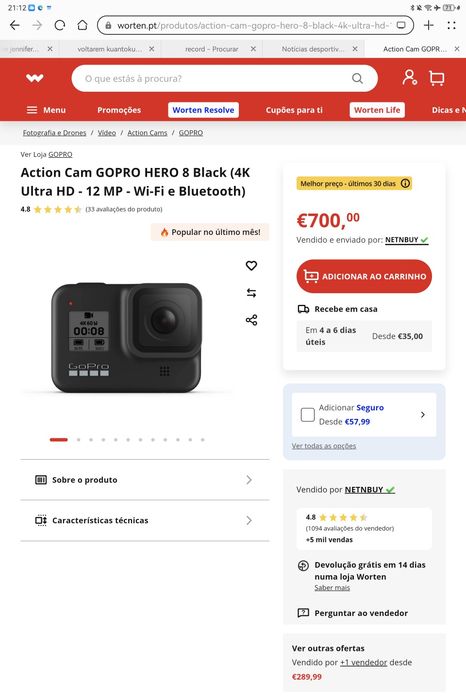 gopro hero 8 black edition, em estado novissimo
