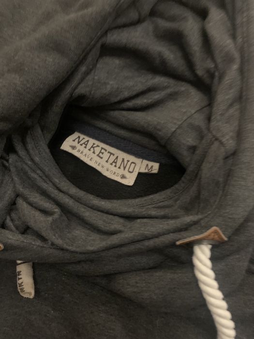 Naketano grafitowa markowa bluza r. M kaptur + komin, logowana bawełna