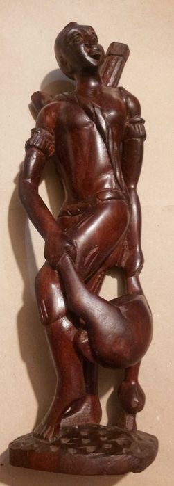 Rzeźba Figurka Drewniana Duża Afrykański Wojownik