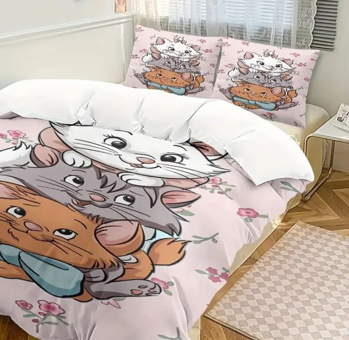 Capa de edredao / Cortinas - Aristogatos : Marie , Berlioz e Toulouse