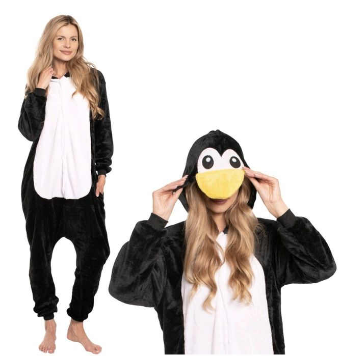 Nowa! Piżama pingwin pingwinek kombinezon 40 L dres miękka