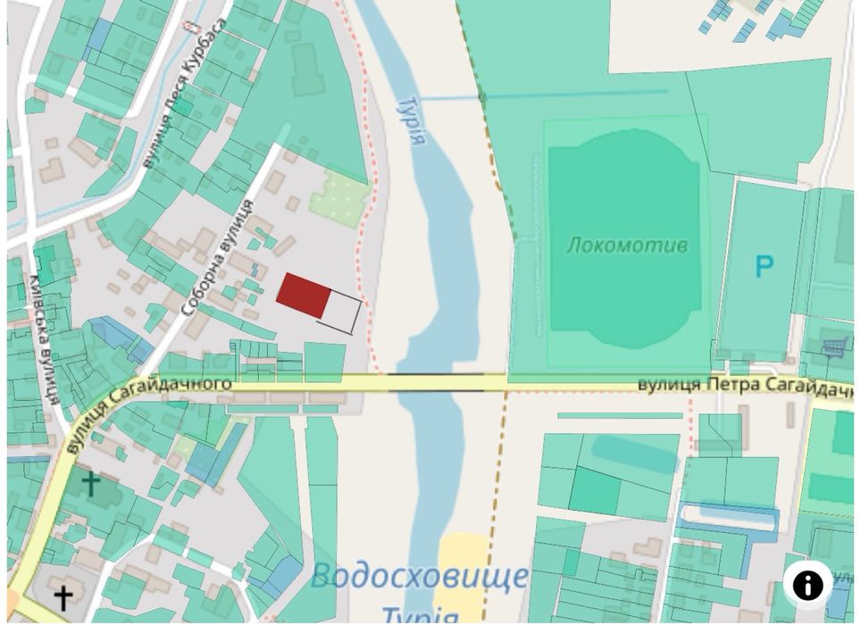 Ділянка біля річки, в центральній частині міста