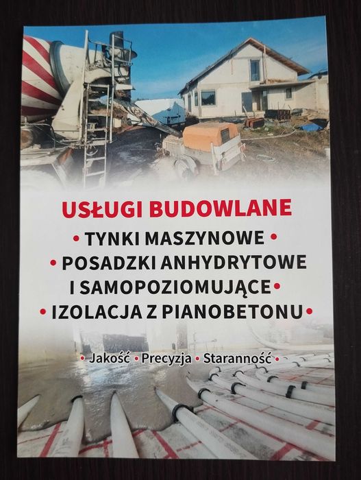 Posadzki anhydrytowe , tynki maszynowe. Wolne terminy .