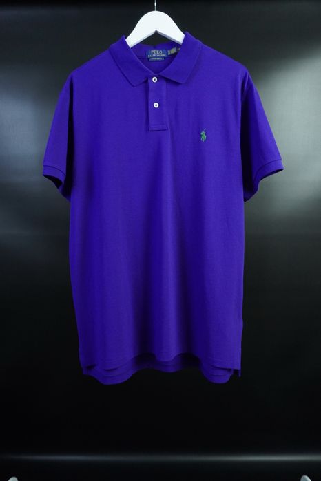Чоловіче преміум поло | оригінал | POLO RALPH LAUREN Custom Sleem Fit Men’s Polo T-Shirt Royal Purple Green Rider XL/XXL