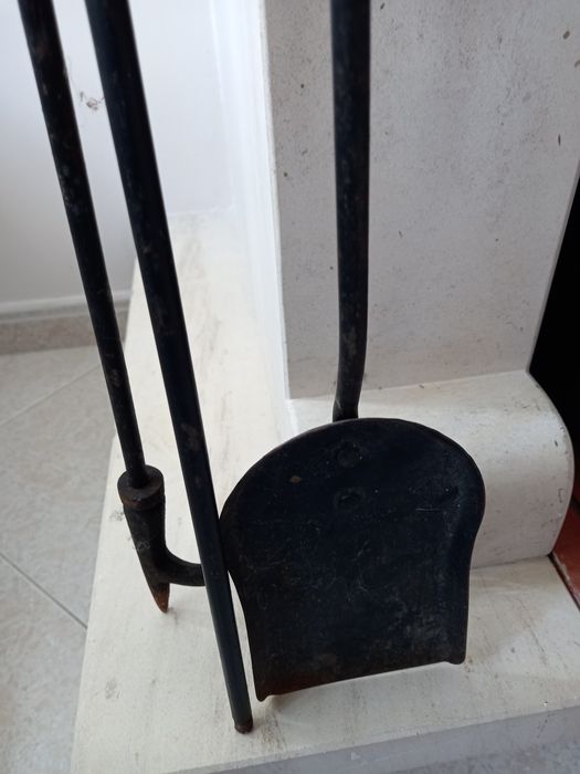 Conjunto 3 utensílios para Lareira em ferro macico