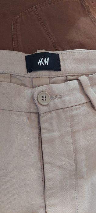 Calças Sarja Creme Homem H&M