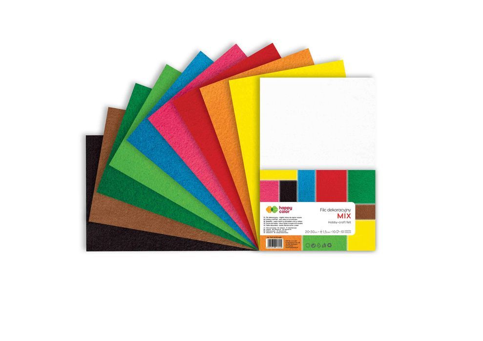 Filc Dekoracyjny 20X30 Cm 10 Ark. Mix Happy Color Happy Color