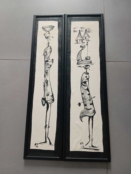 2 quadros pintados a óleo